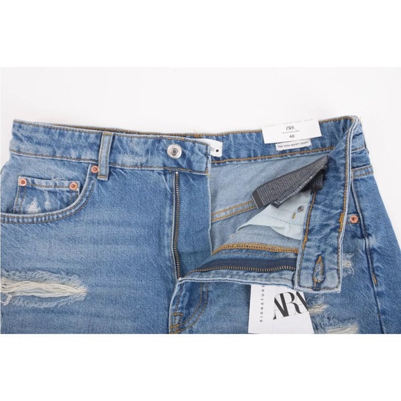 Zara Light Blue Denim High-Waisted Shorts - Picture 5 of 5